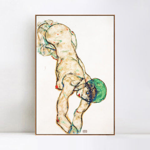 INVIN ART Framed Canvas Giclee Print Woman#93 by Egon Schiele Wall Art Living Room Home Office Decorations