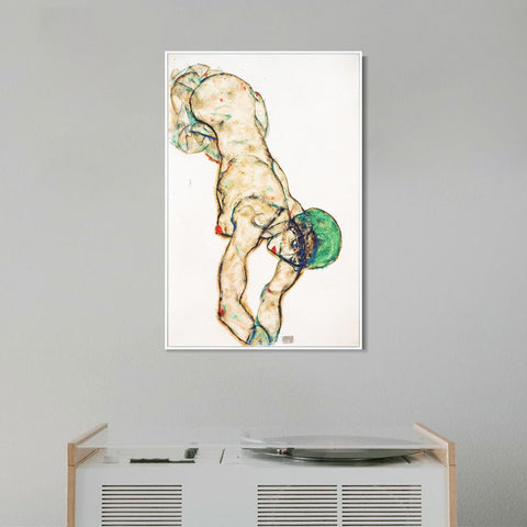 INVIN ART Framed Canvas Giclee Print Woman#93 by Egon Schiele Wall Art Living Room Home Office Decorations