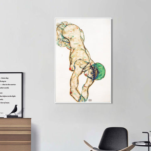 INVIN ART Framed Canvas Giclee Print Woman#93 by Egon Schiele Wall Art Living Room Home Office Decorations
