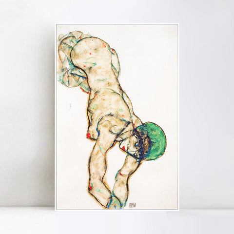 INVIN ART Framed Canvas Giclee Print Woman#93 by Egon Schiele Wall Art Living Room Home Office Decorations
