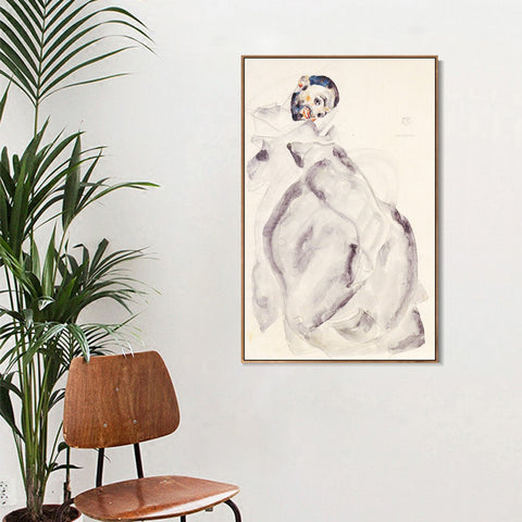 INVIN ART Framed Canvas Giclee Print Man#94 by Egon Schiele Wall Art Living Room Home Office Decorations
