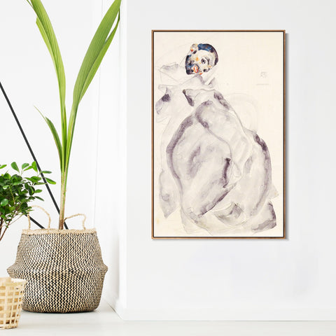 INVIN ART Framed Canvas Giclee Print Man#94 by Egon Schiele Wall Art Living Room Home Office Decorations