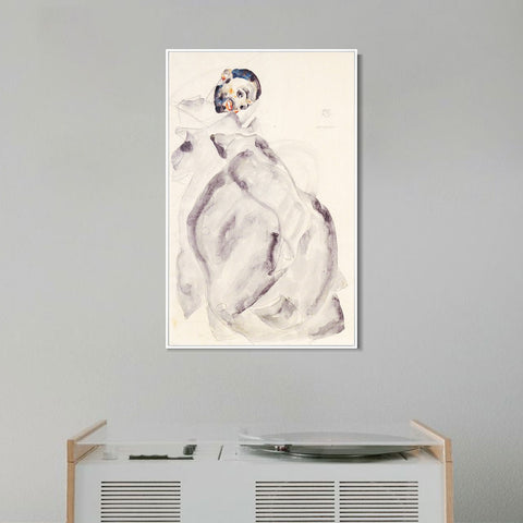 INVIN ART Framed Canvas Giclee Print Man#94 by Egon Schiele Wall Art Living Room Home Office Decorations