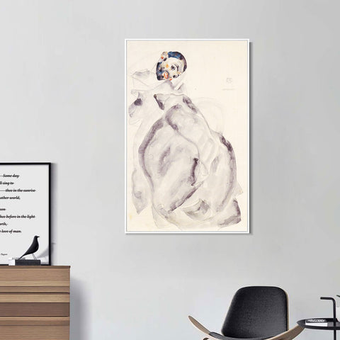 INVIN ART Framed Canvas Giclee Print Man#94 by Egon Schiele Wall Art Living Room Home Office Decorations