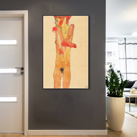 INVIN ART Framed Canvas Giclee Print Nude Woman by Egon Schiele Wall Art Living Room Home Office Decorations