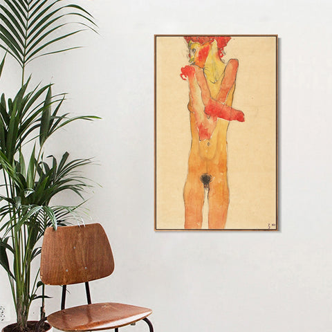 INVIN ART Framed Canvas Giclee Print Nude Woman by Egon Schiele Wall Art Living Room Home Office Decorations