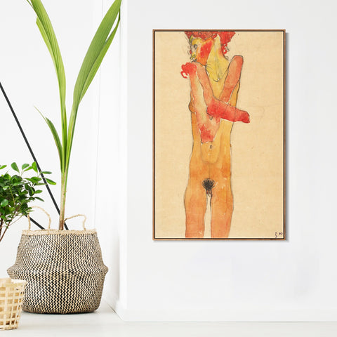 INVIN ART Framed Canvas Giclee Print Nude Woman by Egon Schiele Wall Art Living Room Home Office Decorations