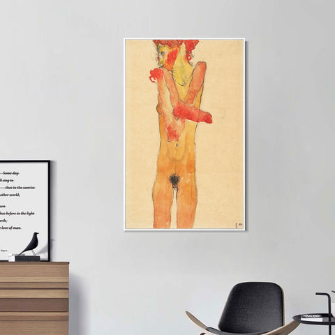 INVIN ART Framed Canvas Giclee Print Nude Woman by Egon Schiele Wall Art Living Room Home Office Decorations