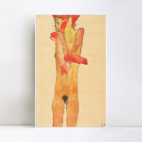 INVIN ART Framed Canvas Giclee Print Nude Woman by Egon Schiele Wall Art Living Room Home Office Decorations