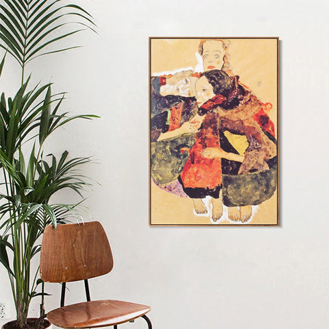 INVIN ART Framed Canvas Giclee Print the family by Egon Schiele Wall Art Living Room Home Office Decorations