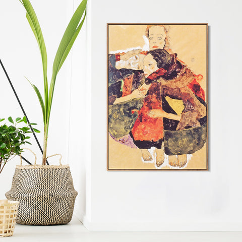 INVIN ART Framed Canvas Giclee Print the family by Egon Schiele Wall Art Living Room Home Office Decorations