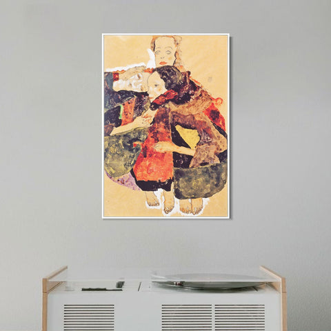 INVIN ART Framed Canvas Giclee Print the family by Egon Schiele Wall Art Living Room Home Office Decorations