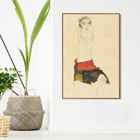 INVIN ART Framed Canvas Giclee Print Nude woman#101 by Egon Schiele Wall Art Living Room Home Office Decorations