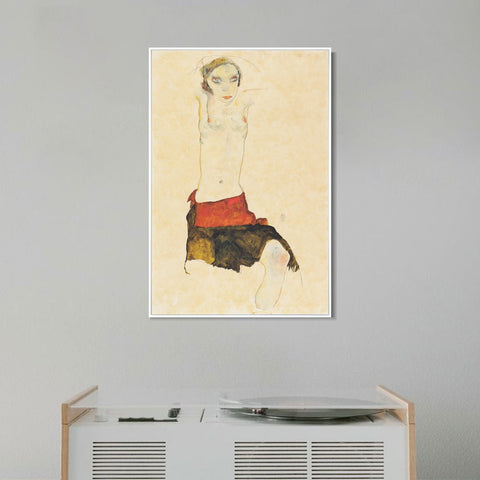 INVIN ART Framed Canvas Giclee Print Nude woman#101 by Egon Schiele Wall Art Living Room Home Office Decorations