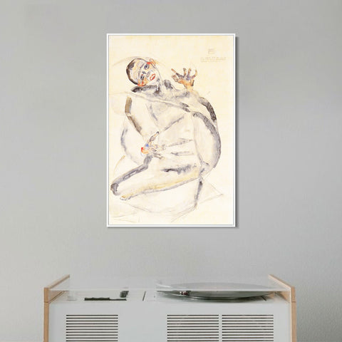 INVIN ART Framed Canvas Giclee Print Man#102 by Egon Schiele Wall Art Living Room Home Office Decorations