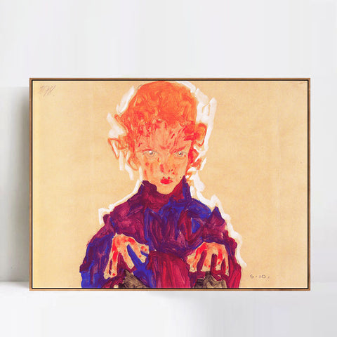 INVIN ART Framed Canvas Giclee Print Series#112 by Egon Schiele Wall Art Living Room Home Office Decorations