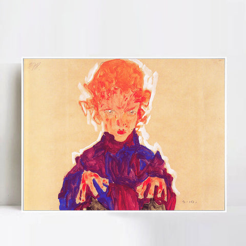 INVIN ART Framed Canvas Giclee Print Series#112 by Egon Schiele Wall Art Living Room Home Office Decorations