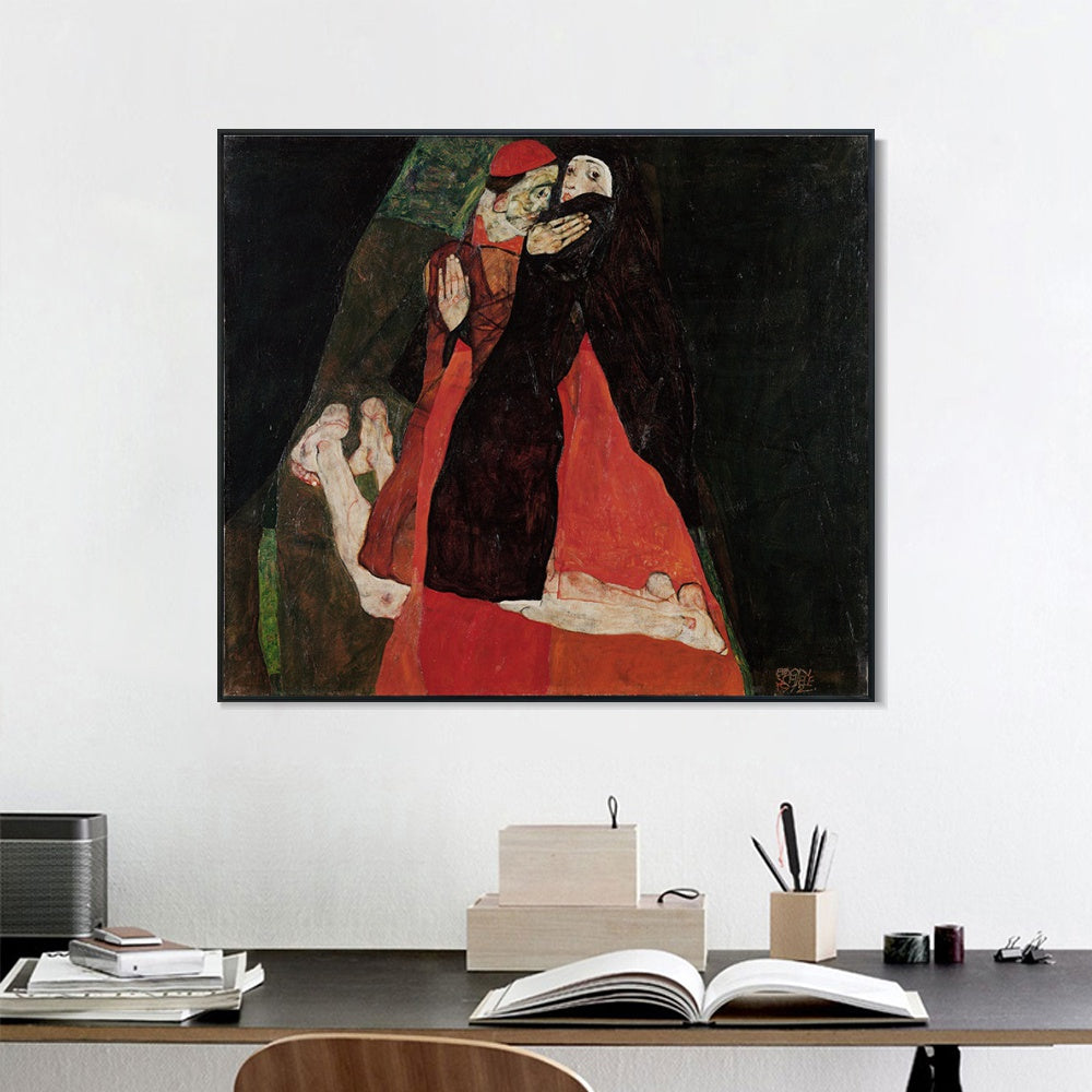 INVIN ART Framed Canvas Giclee Print Series#113 by Egon Schiele Wall Art Living Room Home Office Decorations