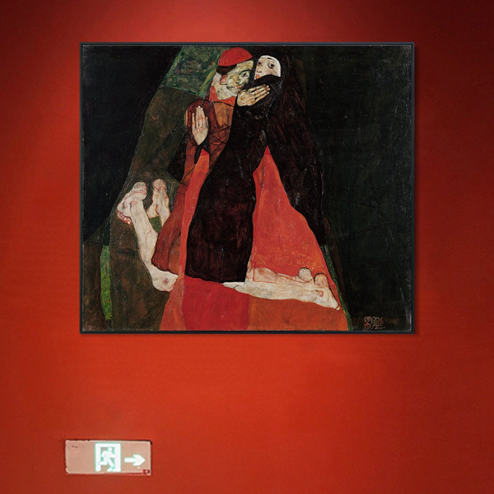 INVIN ART Framed Canvas Giclee Print Series#113 by Egon Schiele Wall Art Living Room Home Office Decorations