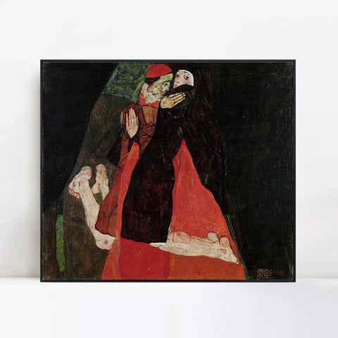 INVIN ART Framed Canvas Giclee Print Series#113 by Egon Schiele Wall Art Living Room Home Office Decorations