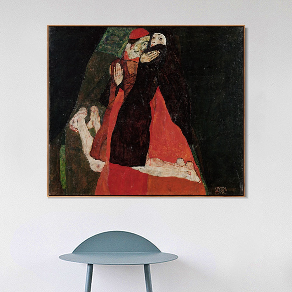 INVIN ART Framed Canvas Giclee Print Series#113 by Egon Schiele Wall Art Living Room Home Office Decorations