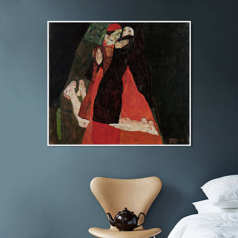 INVIN ART Framed Canvas Giclee Print Series#113 by Egon Schiele Wall Art Living Room Home Office Decorations