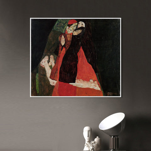 INVIN ART Framed Canvas Giclee Print Series#113 by Egon Schiele Wall Art Living Room Home Office Decorations