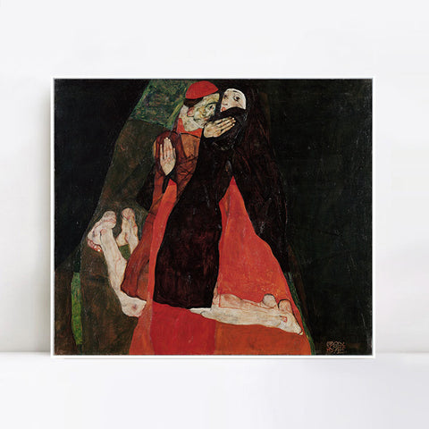 INVIN ART Framed Canvas Giclee Print Series#113 by Egon Schiele Wall Art Living Room Home Office Decorations