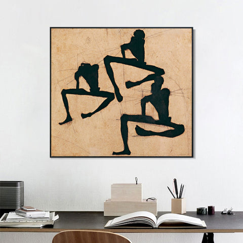 INVIN ART Framed Canvas Giclee Print Dancing#114 by Egon Schiele Wall Art Living Room Home Office Decorations