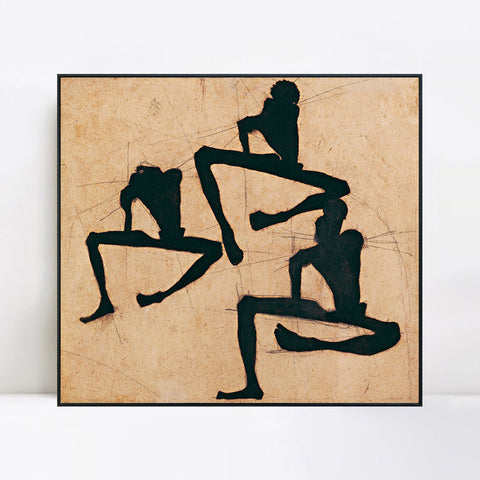 INVIN ART Framed Canvas Giclee Print Dancing#114 by Egon Schiele Wall Art Living Room Home Office Decorations