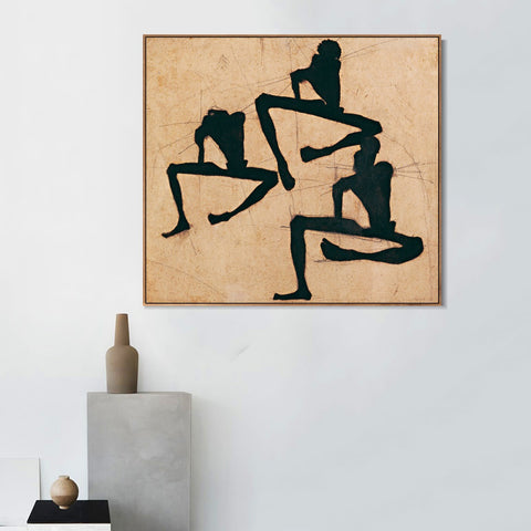 INVIN ART Framed Canvas Giclee Print Dancing#114 by Egon Schiele Wall Art Living Room Home Office Decorations