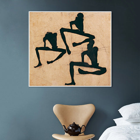 INVIN ART Framed Canvas Giclee Print Dancing#114 by Egon Schiele Wall Art Living Room Home Office Decorations