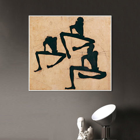 INVIN ART Framed Canvas Giclee Print Dancing#114 by Egon Schiele Wall Art Living Room Home Office Decorations