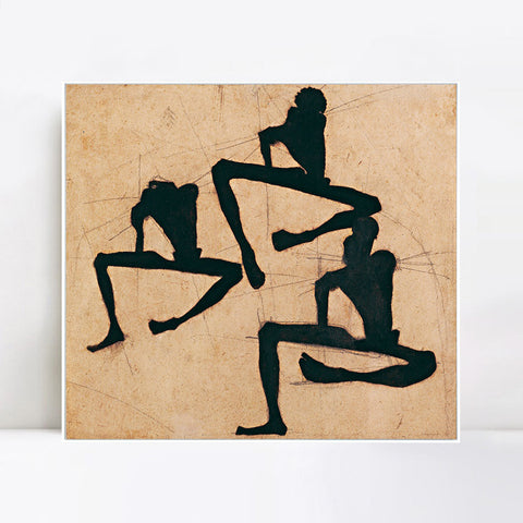 INVIN ART Framed Canvas Giclee Print Dancing#114 by Egon Schiele Wall Art Living Room Home Office Decorations