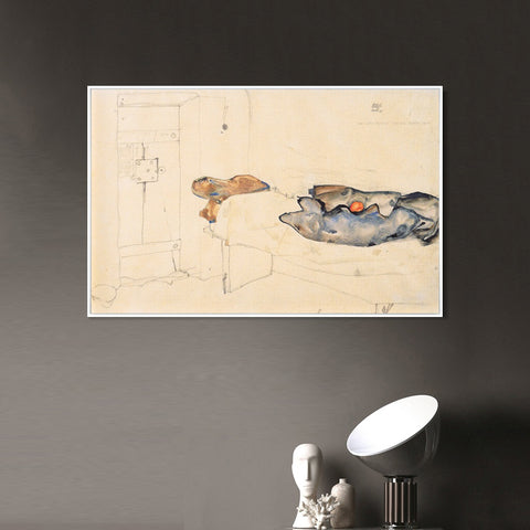 INVIN ART Framed Canvas Giclee Print The bed room by Egon Schiele Wall Art Living Room Home Office Decorations