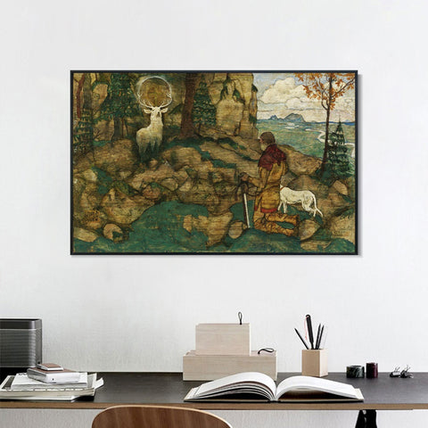 INVIN ART Framed Canvas Giclee Print Kneeling man by Egon Schiele Wall Art Living Room Home Office Decorations