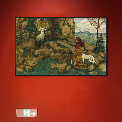 INVIN ART Framed Canvas Giclee Print Kneeling man by Egon Schiele Wall Art Living Room Home Office Decorations