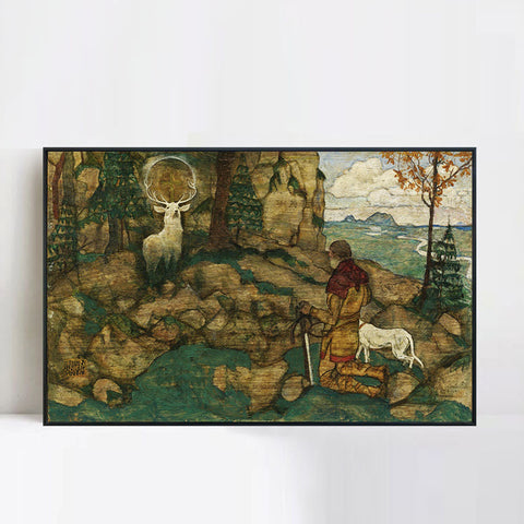 INVIN ART Framed Canvas Giclee Print Kneeling man by Egon Schiele Wall Art Living Room Home Office Decorations