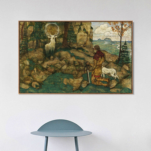 INVIN ART Framed Canvas Giclee Print Kneeling man by Egon Schiele Wall Art Living Room Home Office Decorations