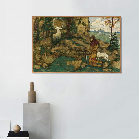 INVIN ART Framed Canvas Giclee Print Kneeling man by Egon Schiele Wall Art Living Room Home Office Decorations