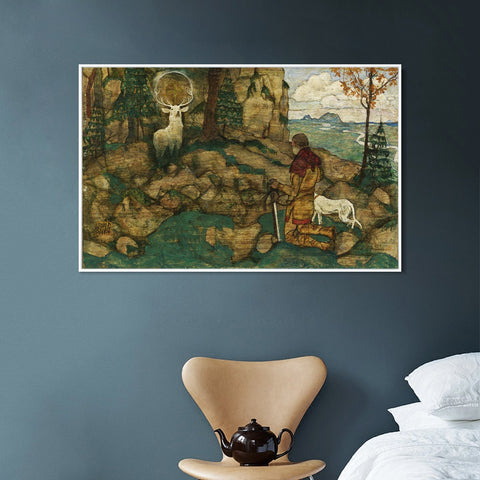 INVIN ART Framed Canvas Giclee Print Kneeling man by Egon Schiele Wall Art Living Room Home Office Decorations