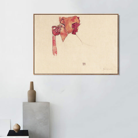 INVIN ART Framed Canvas Giclee Print woman's head by Egon Schiele Wall Art Living Room Home Office Decorations