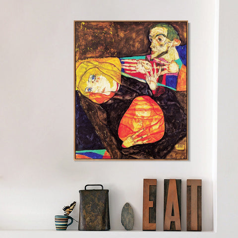 INVIN ART Framed Canvas Giclee Print Series#127 by Egon Schiele Wall Art Living Room Home Office Decorations