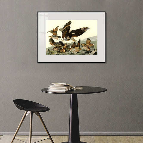INVIN ART Metal Framed Canvas Giclee Print Virginian_Partridge by John James Audubon Wall Art Living Room Home Office Decorations