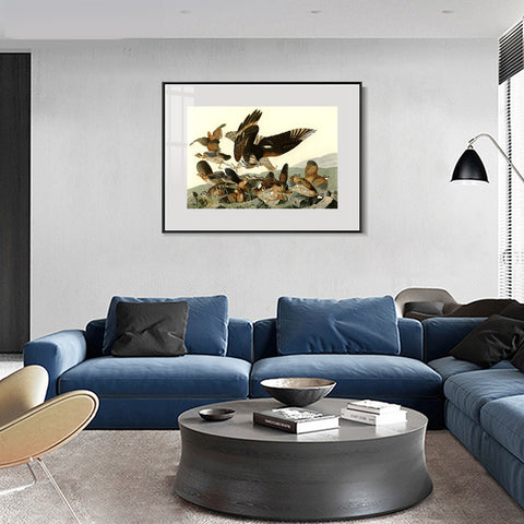 INVIN ART Metal Framed Canvas Giclee Print Virginian_Partridge by John James Audubon Wall Art Living Room Home Office Decorations