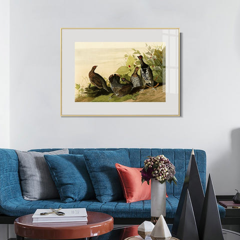 INVIN ART Metal Framed Canvas Giclee Print Spotted_Grous by John James Audubon Wall Art Living Room Home Office Decorations