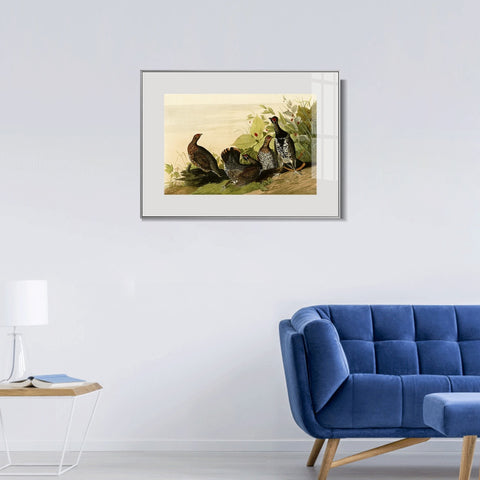 INVIN ART Metal Framed Canvas Giclee Print Spotted_Grous by John James Audubon Wall Art Living Room Home Office Decorations