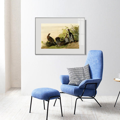 INVIN ART Metal Framed Canvas Giclee Print Spotted_Grous by John James Audubon Wall Art Living Room Home Office Decorations