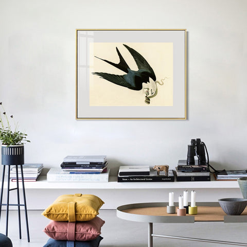 INVIN ART Metal Framed Canvas Giclee Print Swallow-tailed_Hawk by John James Audubon Wall Art Living Room Home Office Decorations