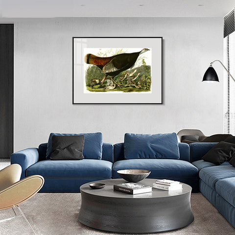 INVIN ART Metal Framed Canvas Giclee Print Wild_Turkey by John James Audubon Wall Art Living Room Home Office Decorations